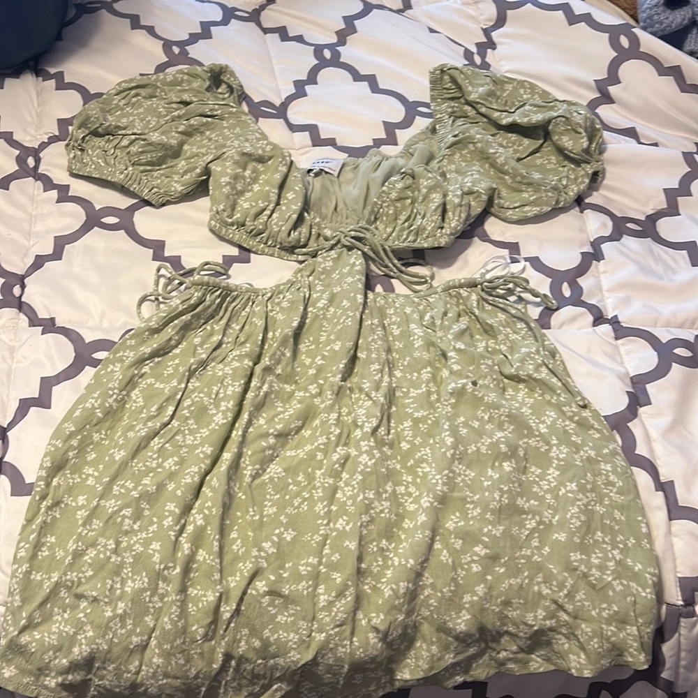 Green floral dress